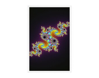 Fractal Acrylic Wall Art, Drache Fraktal, Neon Fractal Print with Wood Stand, Trippy Decor