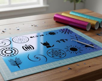 Paquete de archivos SVG psicodélicos, 15 archivos de corte con motivos de mandalas y fases lunares, compatibles con Cricut y Silhouette. Descarga instantánea.