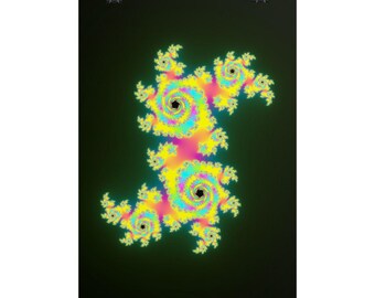 Fractal Wall Art Print, Acid Schneeflocke Fraktal, Neon Psychedelic Poster, Trippy Dorm Decor