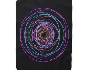 Psychedelic Throw Blanket, Torusknoten, Neon Fractal Blanket 50x60, Trippy Couch Decor