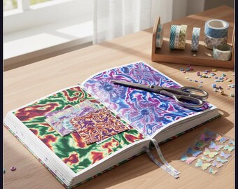 Muestra de papel digital, 3 patrones psicodélicos sin costuras, fondos caleidoscópicos alucinantes, descarga instantánea.