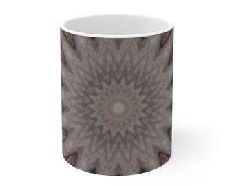 Psychedelic Coffee Mug, Mandala, Neon Coffee Cup, Trippy Gift