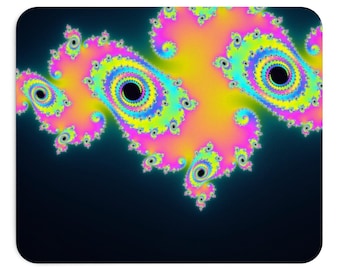 Psychedelic Mouse Pad, Seepferdchen Fraktal, Neon Fractal Desk Decor, Gamer Gift