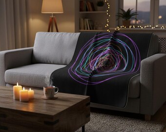 Manta psicodélica y suave, nudo toroidal, manta fractal neón 127x152, decoración de sofá alucinante