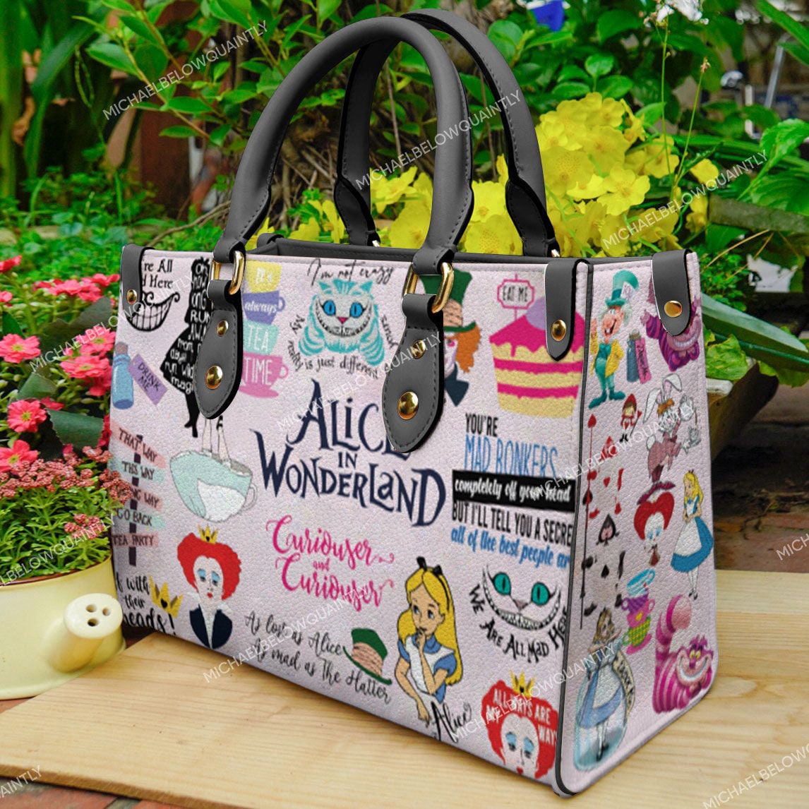 Discover Alice im Wunderland Vintage Geschenk Reisen Lieben Lustig Ledertasche