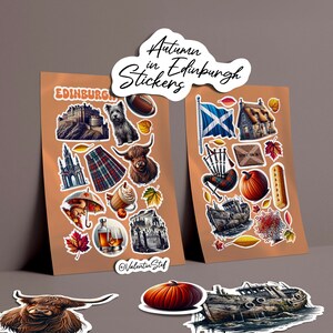 Automne à Edimbourg : Lot de 30+ Stickers Inspirés de l'Écosse