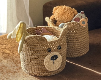 Rustic Jute Bear Basket - Charming Storage Solution