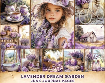 Kit vintage lavande Junk Journal : 60 pages florales imprimables (téléchargement numérique)
