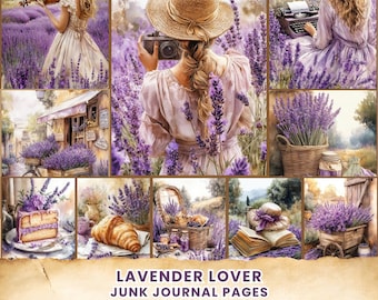 Kit vintage lavande Junk Journal : 60 pages florales imprimables (téléchargement numérique)