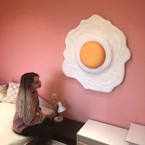 Fried Egg Wall Art | Handmade Ceramic Breakfast Decor | Quirky Kitchen Wall Hanging | Fun Foodie Gift