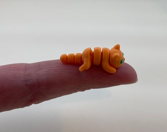 3D Printed Articulated Miniature Animal Pet Fidget Toy Orange Kitten Cat