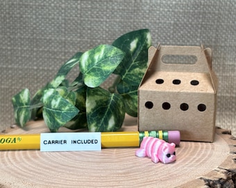 3D-geprint, beweegbaar miniatuurdiertje/speelgoedje in de vorm van een varkentje/biggetje (draagzak inbegrepen)