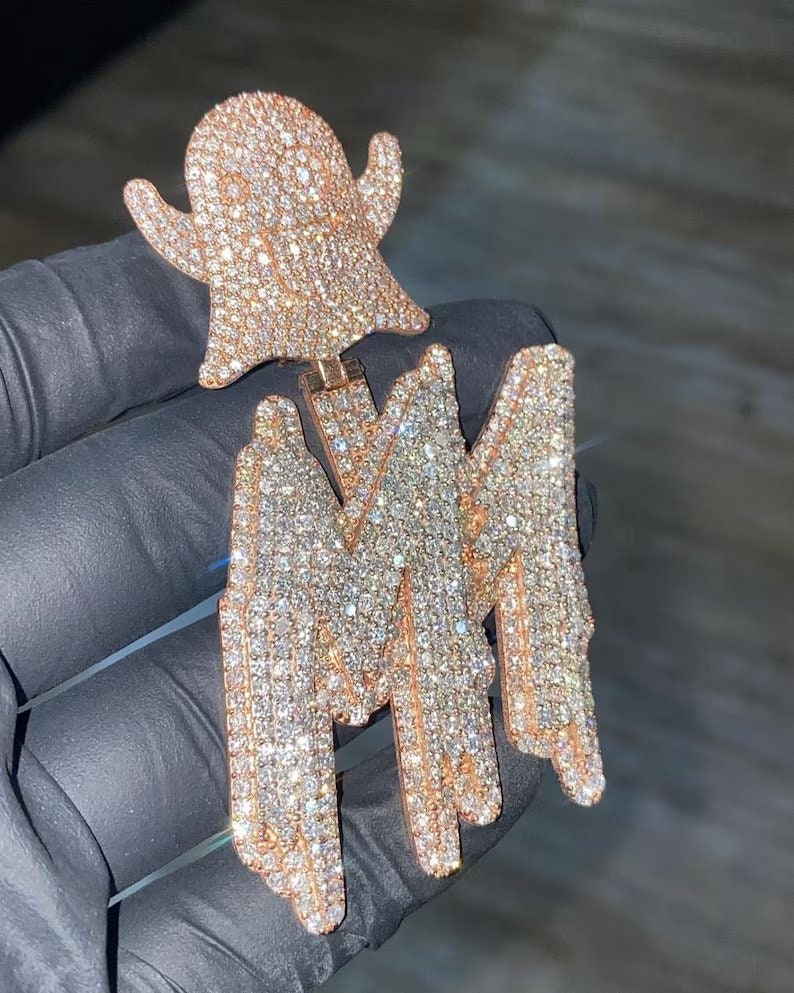 Custom VVS Diamond Pendant, Rap Star Customized Jewelry, Silver Hip Hop