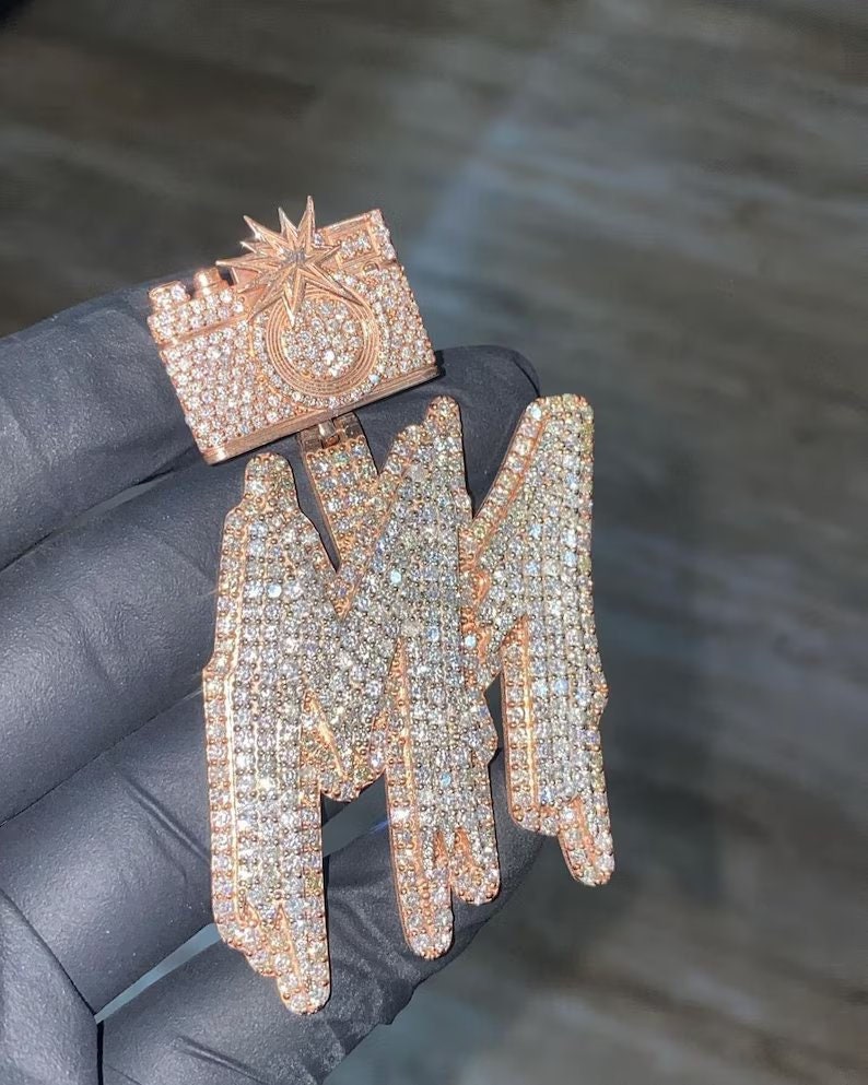 Custom VVS Diamond Pendant, Rap Star Customized Jewelry, Silver Hip Hop