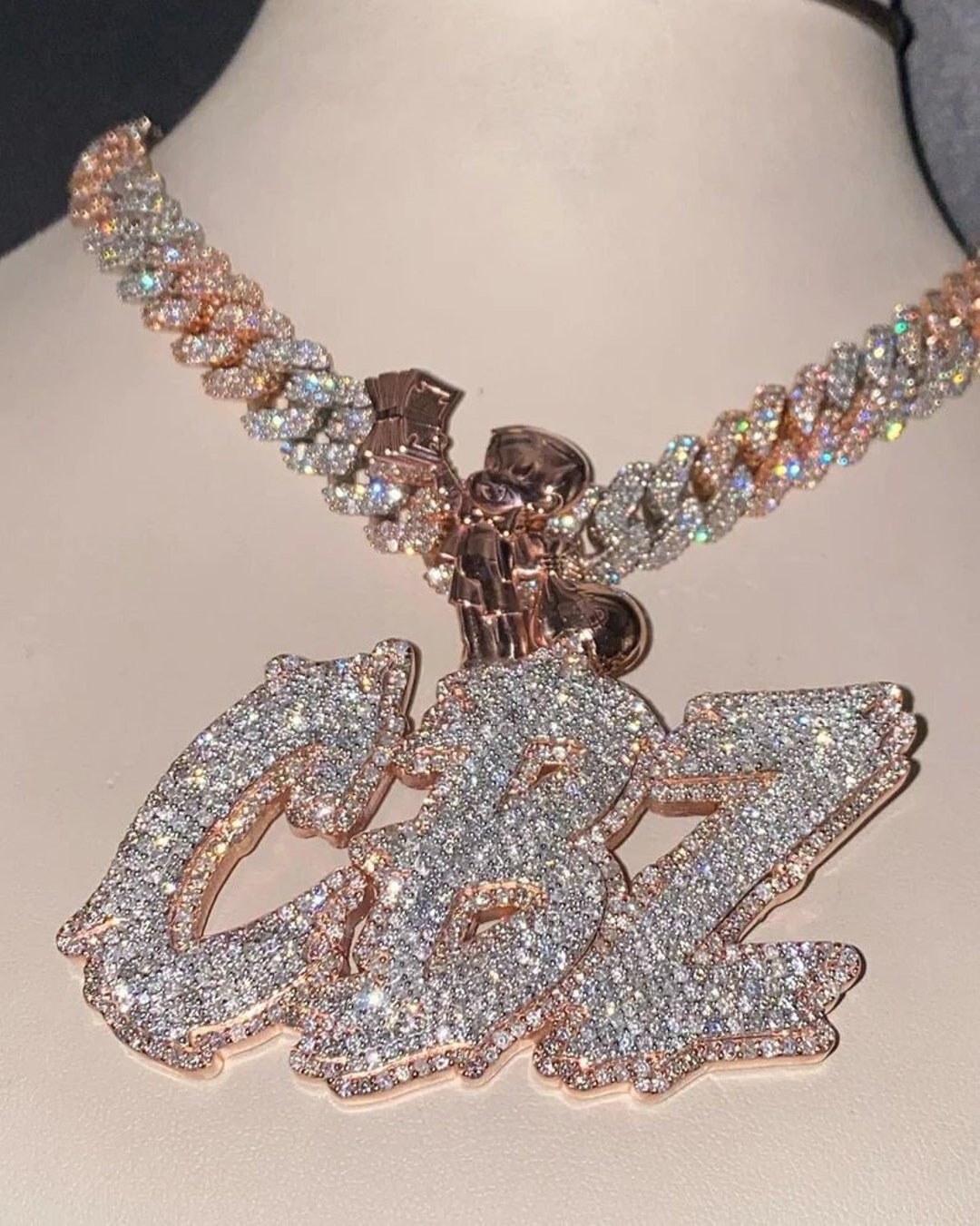 Custom VVS Letter Name Moissanite Pendant 925 Silver Hip Hop Moissanite