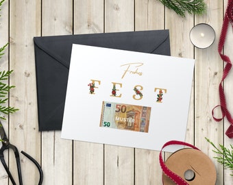 Digital money gift for Christmas to print out | Available immediately | Last minute gift idea | Cash creatively packaged