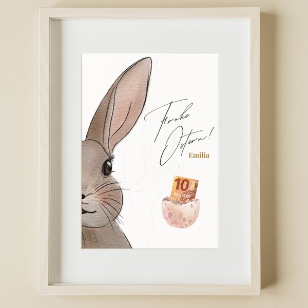 Digital gift for Easter | Personalizable Easter gift for money | Digital gift Easter bunny Happy Easter to print