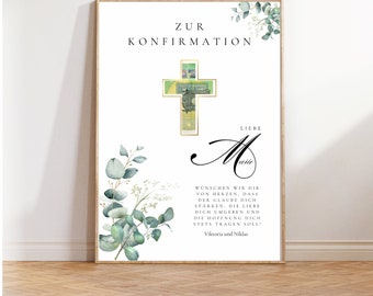 Money gift for confirmation, communion, baptism, personalizable gift with Christian symbol as digital download to print for money