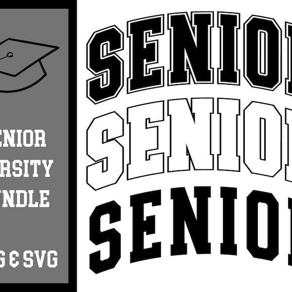 Senior Varsity Bundle PNG SVG, Simple Senior Design, Senior Varsity, Class of 2024, Senior SVG, Senior Png, Varsity Font