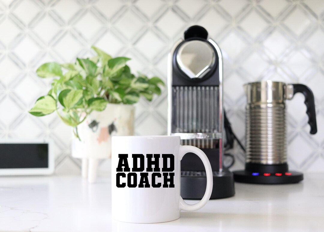 ADHD Coach Coffee Cup: Funny Mental Health Cup, ADHD Ceramic Mug, (11oz ...