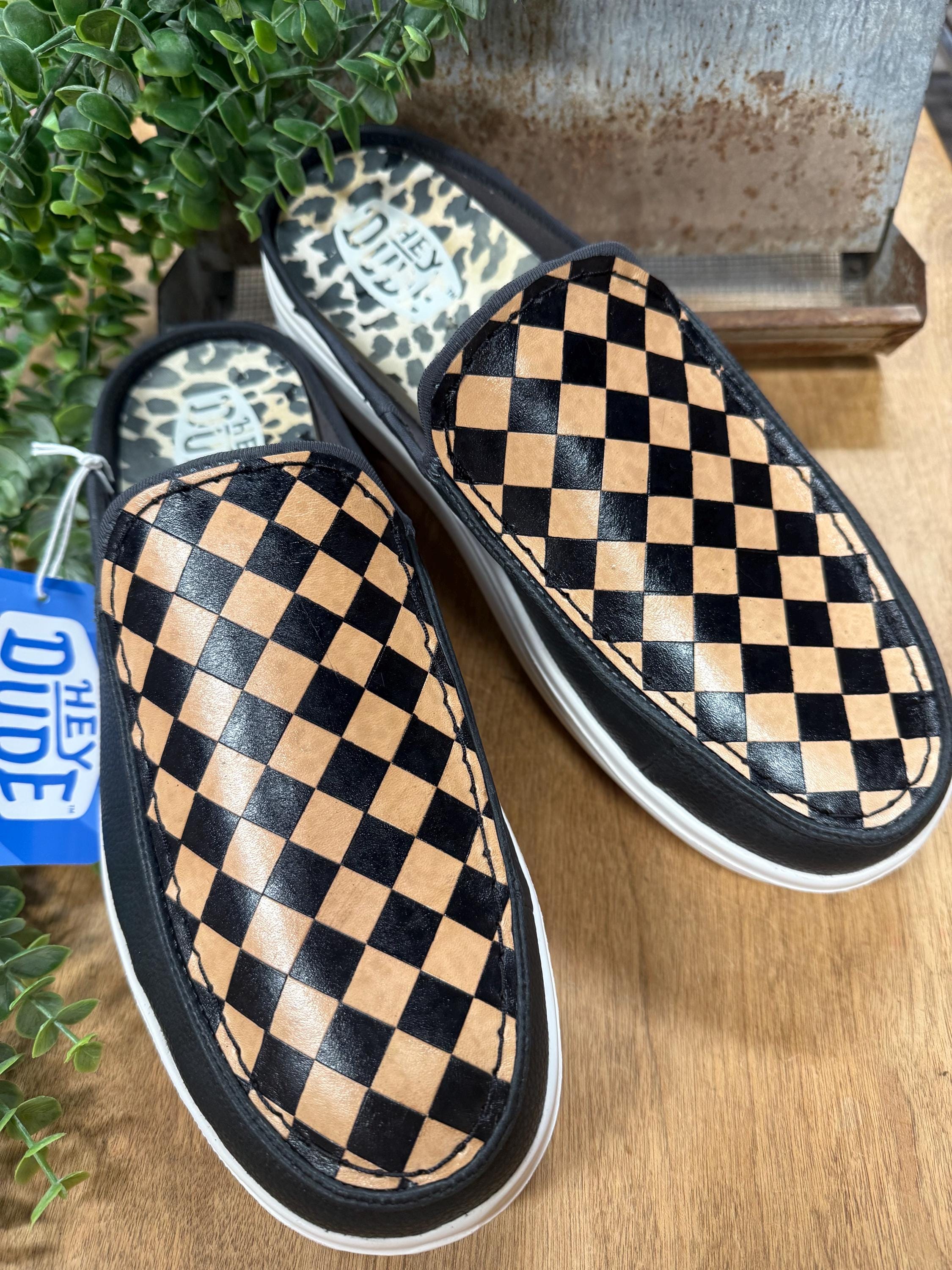 Hey Dude loafers size 41 black and white checkered Amazon.com | HEYDUDE Wally Buffalo Plaid Hunter Green Size 8  main image 3