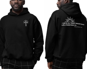 Herren Christian Hoodie Bibel Vers Hoodie Christian Merch Herren Christian Streetwear Jesus Hoodie Christliches Sweatshirt Herren Philipper 4:13