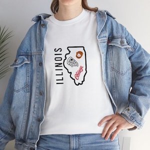 Illinois T-Shirt Frauen Chicago Tshirt für Pizza Lover T-Shirt Illinois State Shirt Chicago Geschenke für Baseball Mom Tshirt Chicago Cubs Tshirt