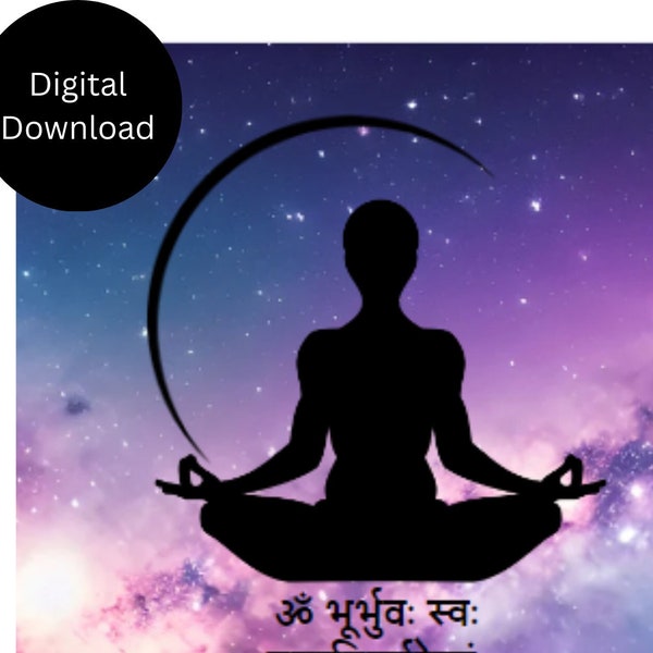 Gayatri Mantra Poster | Gayatri Mantra Wall Art | Spiritual prints| Digital downloads| High Resolution | Shloka| Meditation