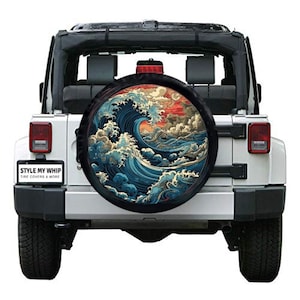 Ocean Waves Boho Bohemian Spare Tire Cover With or Without Camera Hole