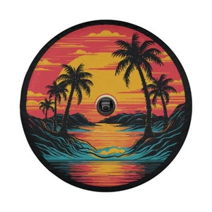 Sunset Palm Trees Tropical Spare Tire Cover With or Without Camera Hole image 5
