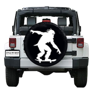 Bigfoot  sasquatch skater skateboarding spare tire cover with optional camera hole
