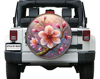Cherry Blossom flower floral pretty spare tire cover camera cutout available