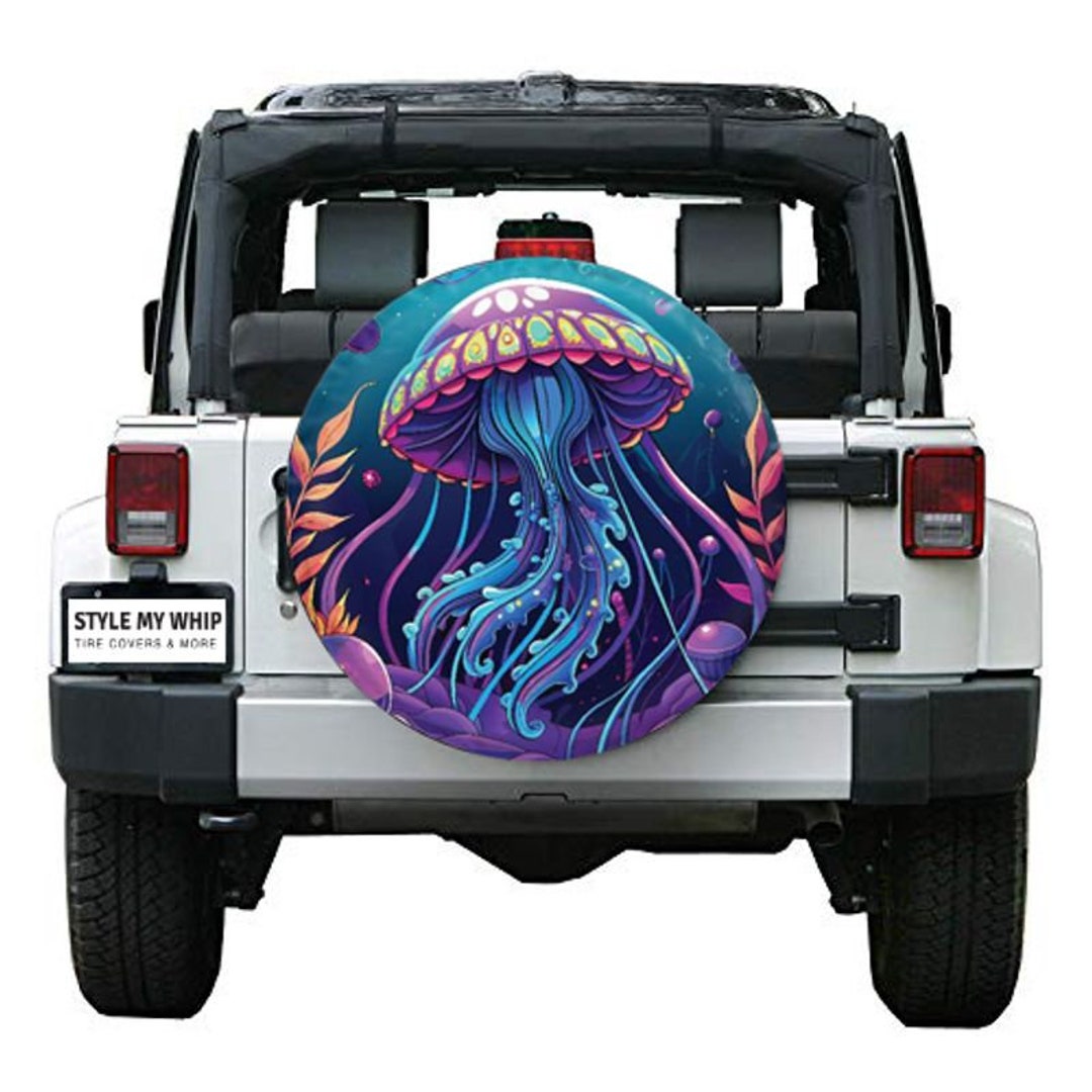 Colorful Jellyfish Boho Ocean Sea Spare Tire Cover With 