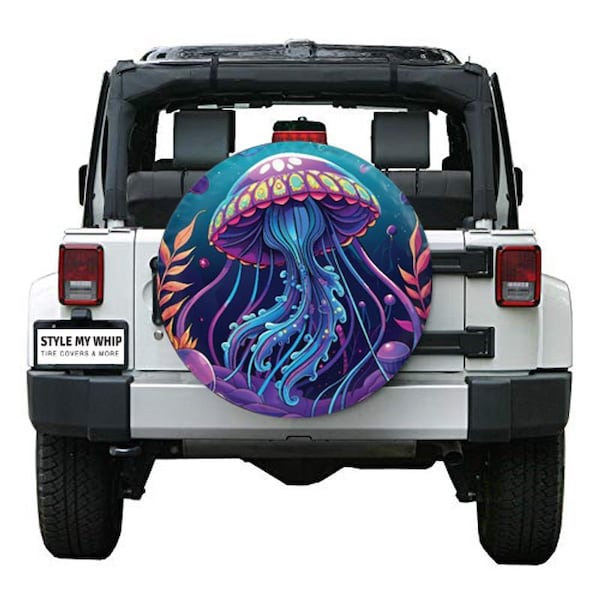 Cubierta de rueda de repuesto con diseño bohemio de medusas coloridas y recorte para cámara opcional