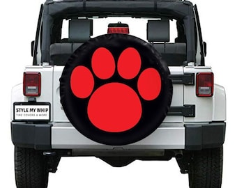 Animal paw print, dog, cat, animal, pet, spare tire cover available with or without camera cutout