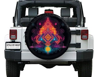 Chakra allignment boho yoga spare tire cover with or without camera hole