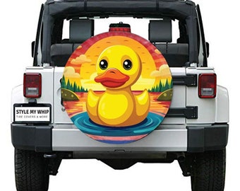 Rubber duck sunset ducky ducked spare tire cover available with camera cutout