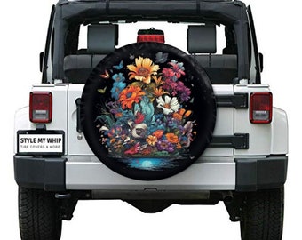 Wildflower bloom butterflies beautiful spare tire cover with or without camera hole