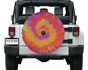 Rainbow Tie Dye Design Spare Tire Cover With Or Without Camera Cutout