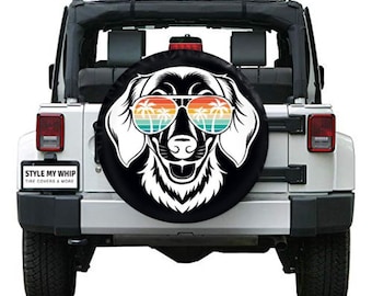 Dachshund dog with palm tree glasses beach tropical spare tire cover optional camera hole