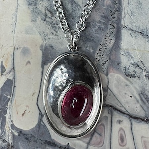 Pink Tourmaline Pendant in Silver - unique and handmade