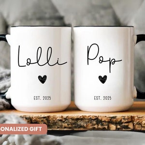 Lolli and Pop Grandparent Mug, Lolli Pop Personalized Mug, Baby reveal, Custom Grandparents Mug ,Pregnancy Announcement Grandparents Gifts