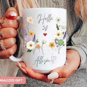 Personalized 30th Birthday Mug, Hello Thirty Mug, 30th Birthday Gifts for Women, Thirty Birthday Gift, Birthday Gift, Custom Mug Birthday