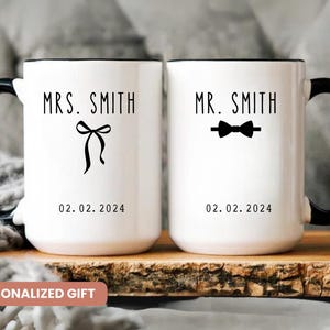 Personalized Mr and Mrs Coffee Mugs, Custom Mr Mrs Coffee Mugs, Husband and Wide Mugs,Bride and Groom Set,New wife Gift,Coquette Bride Gifts