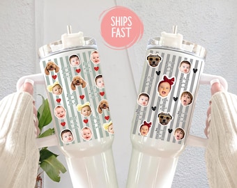 Baby Face Tumbler, Custom Baby Photo 40oz Tumbler with Handle Gifts for Mom for Mother's Day Custom Photo Cup Gift Custom Grandma Tumbler