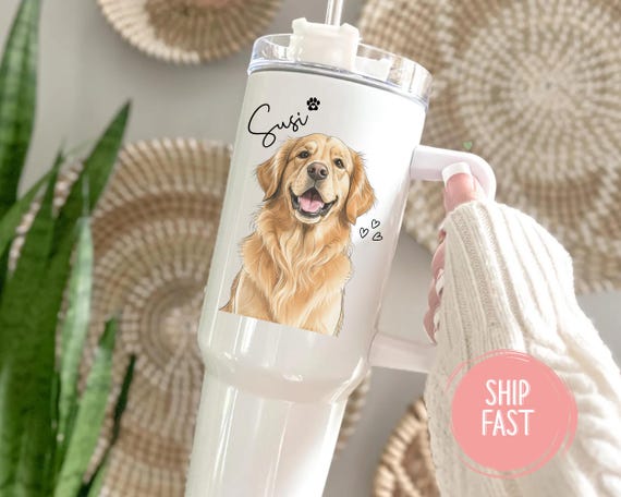 Custom Pet Portrait Tumbler, Custom Dog Photo Tumbler, Gift for Pet Lovers, Personalized Pet Memorial Gift, Customized Cat Tumbler