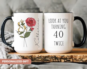 80th birthday gift for women, 80th birthday Mug, Wildflower Custom Mug, 8O Birthday Gifts,  happy 80th birthday Mug, Funny Birthday Gift