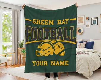 Green Bay Football, Personalized Football Blankets, Custom Football Gift, Football Blanket, Football Fan Gifts, Packer Fan Gifts