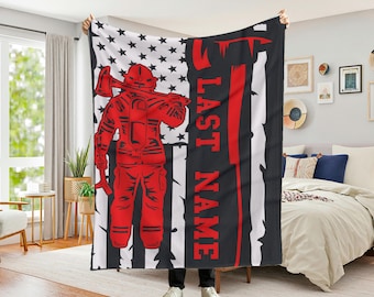 Firefighter Blanket, Personalized Firefighter Blanket, Personalized Firefighter Gift, Gift for firefighter, Firefighter Gift
