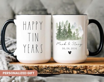 Personalized Tin Years Mug, Tin Year Anniversary Mug, Tin Year Anniversary Gift, Customized Husband Gift, Personalized Anniversary Gifts